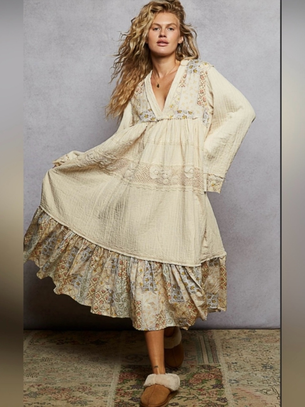 POL Golden Fields Patchwork Romantic Dress🌷